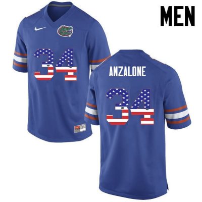 Men's Florida Gators #34 Alex Anzalone NCAA Nike Blue USA Flag Fashion Authentic Stitched College Football Jersey QIS6862SN